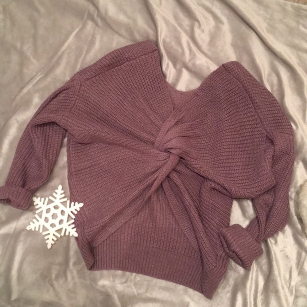 Lavender Twist Back Sweater